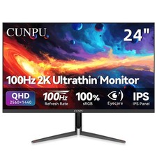 CUNPU 24 Inch 1440P Monitor,QHD 100Hz IPS Monitor, 99% sRGB Color 23.8, Black picture