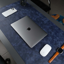 Jersey Genuine Calfskin Leather Desk Pad, Office Desk Mat with Non-Slip Bottom, picture