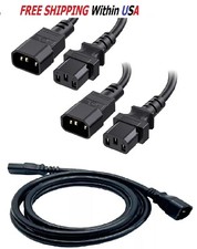 2 Pk PDU Computer IEC C13 - IEC C14, 6FT Power Extension Cord 17AWG High Quality picture