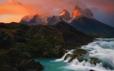 Landscape nature mountains patagonia chile river rocks Custom Gaming Mat Desk picture