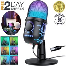 Microfono USB Con Luces RGB Para Podcast Streaming PC Gamer Grabar En Estudio picture