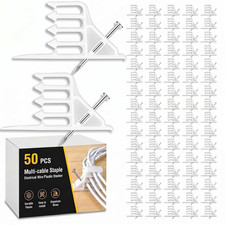 50 Pcs Cable Stacker Wire Staples, Plastic Clips with Nail, White picture