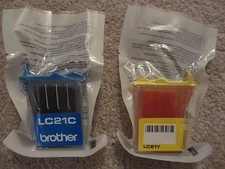 ☀️ NEW GENUINE BROTHER LC21C Cyan + LC21Y Yellow Inkjet Cartridge Tank - Expired picture