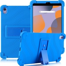 Stylish Blue Striped Kids Tablet Case for Walmart Onn 2024 - Soft Silicone Stand picture