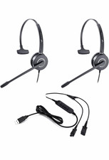 VT UHF Single-Ear USB Wired Headband Headset Boom Mic Mute/Volume Black picture