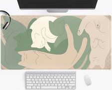 Cute Sleeping Cats Desk Mat Matcha Green Desk Pad, Minimalist Boho Mouse Pad ... picture