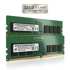 Micron 32GB Kit (2x16GB) DDR4 2133MHz PC4-2133P UDIMM Desktop Ram MTA16ATF2G64AZ picture