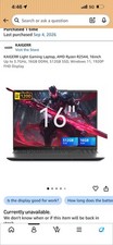 KAIGERR Light Gaming Laptop 16in Ryzen R2544 16GB 512GB SSD Win 11 Black picture