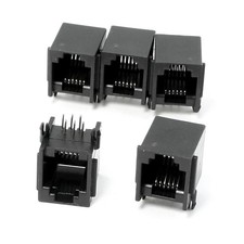 5 Pcs RJ12 6P6C PCB Jacks Ethernet Sockets Right Angle Pins picture