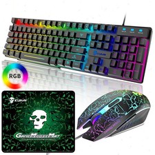 KUIYN T6 Wired RGB Backlit Gaming Keyboard & Mouse Set, 104-Key, 19-Key, 2400DPI picture