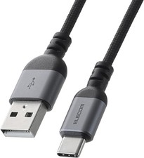 ELECOM USB-A to USB Type-C Cable Nylon 1m Black MPA-ACECAN10BK Japan w/ Tracking picture