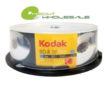 25 KODAK 50GB Blank Blu-Ray BD-R BDR DL 6X Dual Double Layer Inkjet Printable picture