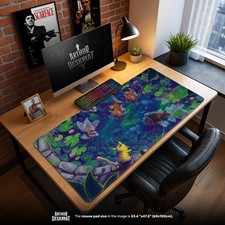 Magikarp & Wooper in Koi Pond Scene Gaming Desk Mat Mouse Pad picture