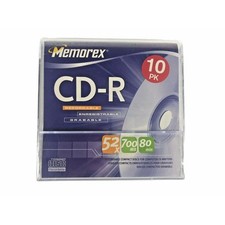 Memorex CD-R 52x 700MB 80 Min Discs in Paper Sleeves #32024547, 10 Pack, SEALED picture