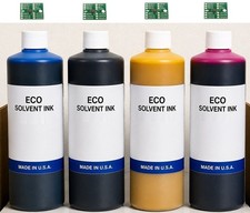 BULK INK REFILL PREMIUM ECO SOLVENT INK FOR MIMAKI SS21 (4 LITERS) + 4 CHIPS picture