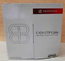 Dripstone 1000 Ft Roll CAT6 UTP Cable 4Pair 23AWG 1/0.57mm CCA PVC Jacket White picture