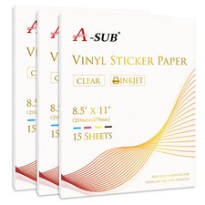 A-SUB Clear Vinyl Sticker Paper Waterproof for Inkjet Printer 60 Sheets 8.5x11 picture