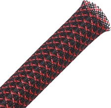 25ft - 1/4 inch PET Expandable Braided Sleeving – BlackRed – Alex Tech Braid picture