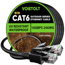 Cat 6 Outdoor Ethernet Cable 100 Ft, 24AWG 10Gbps Cat6 Cable Cord Waterproof picture