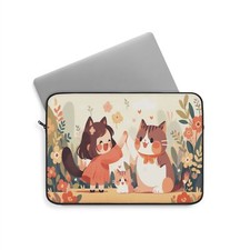 Kawaii Girl & Cat Laptop Sleeve 13