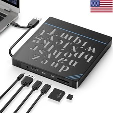 External CD DVD Drive for Laptop 7-in-1 USB 3.0 Type-C CD DVD ROM Burner Writer picture