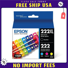 Epson 222XL 222 Ink Cartridges High Yield Black CMYK 4 Pack T222XL-BCS - NEW picture