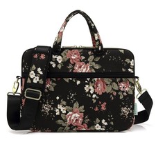 Black C Rose Water Resistant Laptop Shoulder Messenger Bag Case Fits 15/15.6 picture