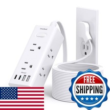 One Beat 15Ft Extension Cord Flat Plug Power Strip Multiple Outlets OB6W3CRM picture