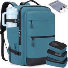 Tzowla 40L Carry-On Travel Backpack with Large Water Bottle 17.3inch, Blue picture