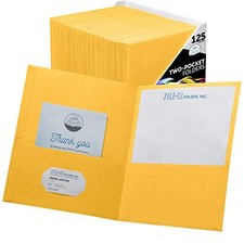  Two-Pocket Folders, 125-Pack, Textured Paper, Letter Size 125 Folders Yellow picture