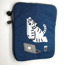 Muzik Tiger It's Ok Laptop Tablet Pouch Sleeve Blue Zip Lined Microfiber Mesh picture