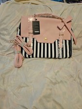 Matein Pink and Black Striped Laptop Bag picture