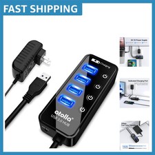 Sleek USB 3.0 Hub with 4 Data Ports & 1 Charging Port - Compatible & Stylish picture
