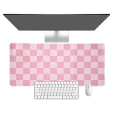 Checkered Desk Mat, 31.5x15.7 Inch Mouse Pad with Non-Slip, Pink picture