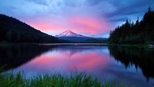 Landscape lake mountains purple sky snowy mountain Custom Gaming Mat Desk picture