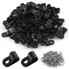 100 Pack Rtype White Wire Clamp 1/4 Inch Nylon Clip Cable Fastener Wire Clamp Wi picture