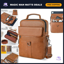 Stylish Brown Leather Bag for 12.9-13 Inch iPad, Tablet Case, Protective Sleeve picture