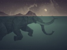Landscape elephant water art moon animals mammals Custom Gaming Mat Desk picture