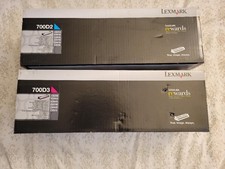 Lot of ( 2 ) Genuine  Lexmark 700D2 & 700D3 Cyan, Magenta Toner Cartridge New. picture