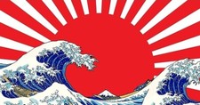 🌊Great Wave Hokusai Rising Sun - Desk Mat, 80x40cm / 31.5in x 15.5in, Deskmat picture