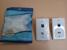 🤩 Ethernet Coax Wall Plate 2-Pack Cat-6 Ethernet Port & Gold-Plated Cable TV picture