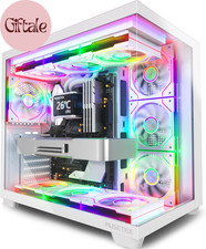 Y6 ATX Mid Tower PC Case White 7 ARGB PWM Fans 270 Glass Type C ATX mATX ITX picture