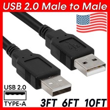 USB to USB Cable USB-A 2.0 Male to Male Data Transfer Cord Type A Hard Drive picture