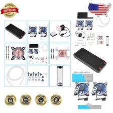 DIY 240mm Liquid CPU Cooler Kit Copper Block Reservoir LED Fans 9W High Capacity picture