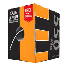 Cat6 Plenum Solid Bare Copper 1000ft 550 Mhz 23 AWG Cable White Color picture