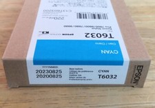 08-2023 NIB  GENUINE EPSON T6032 220ML CYAN INK STYLUS PRO 7800 7880 9800 9880 picture