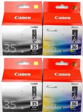 4 total NEW Genuine Factory Sealed Canon 35 Black 36 Color Inkjet Cartridges picture