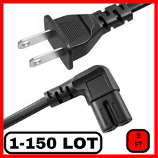 Lot of AC 90 degree Right Angle 2 Prong tv Replacement Power Cord 5ft L-Shaped picture