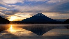Landscape mountains sunlight japan mount fuji reflection Custom Gaming Mat Desk picture