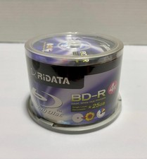 Ritek Ridata 50pk Blu-Ray BD-R Blank Discs Inkjet White Hub Printable 25GB 4x  picture